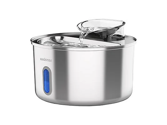 HAUSTIER WF009L-W Paslanmaz Çelik Pencereli Otomatik Kedi Su Sebili Metalik